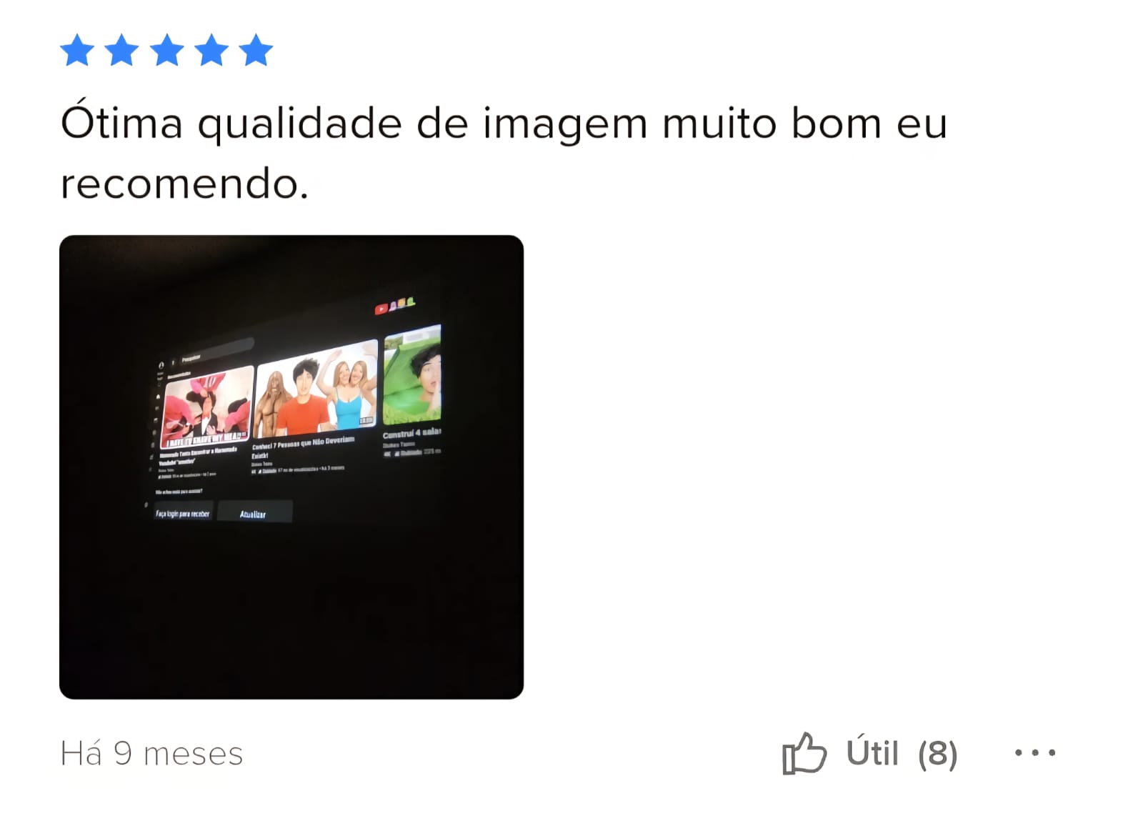 Avaliação real de cliente